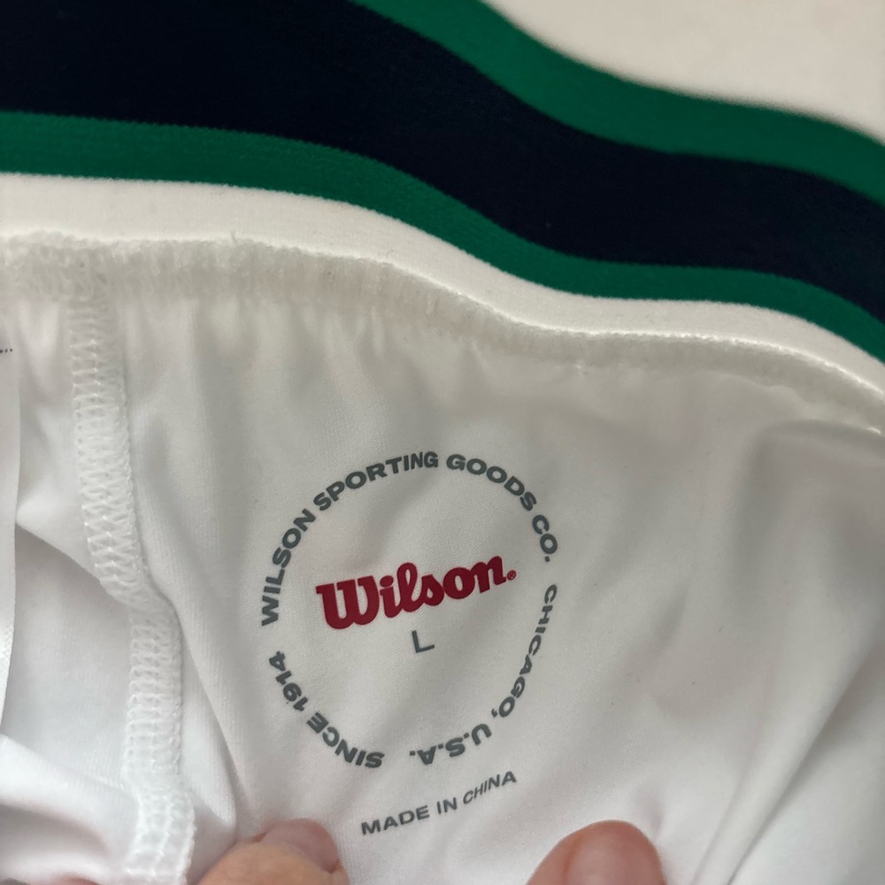 Wilson White Pleated Tennis Skirt with Green-Trim Waistband - Picture 3 of 4